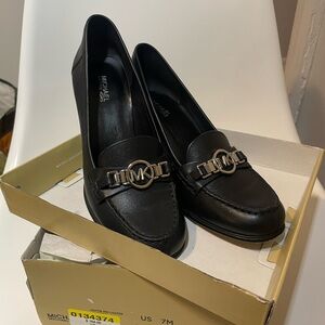 Michael Kors Black Leather Loafers for Women